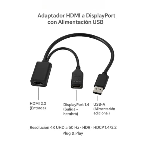 Adaptador HDMI a DisplayPort